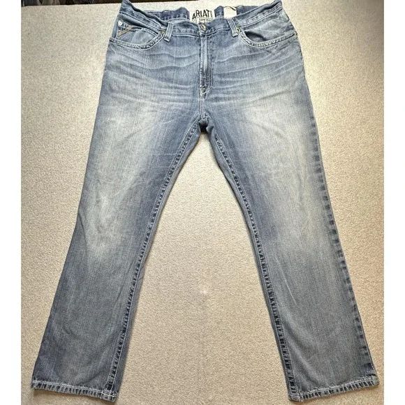 Ariat M4 Low Rise Boot Jeans Mens 40x32 Light Wash Blue Denim Bootcut 10019557